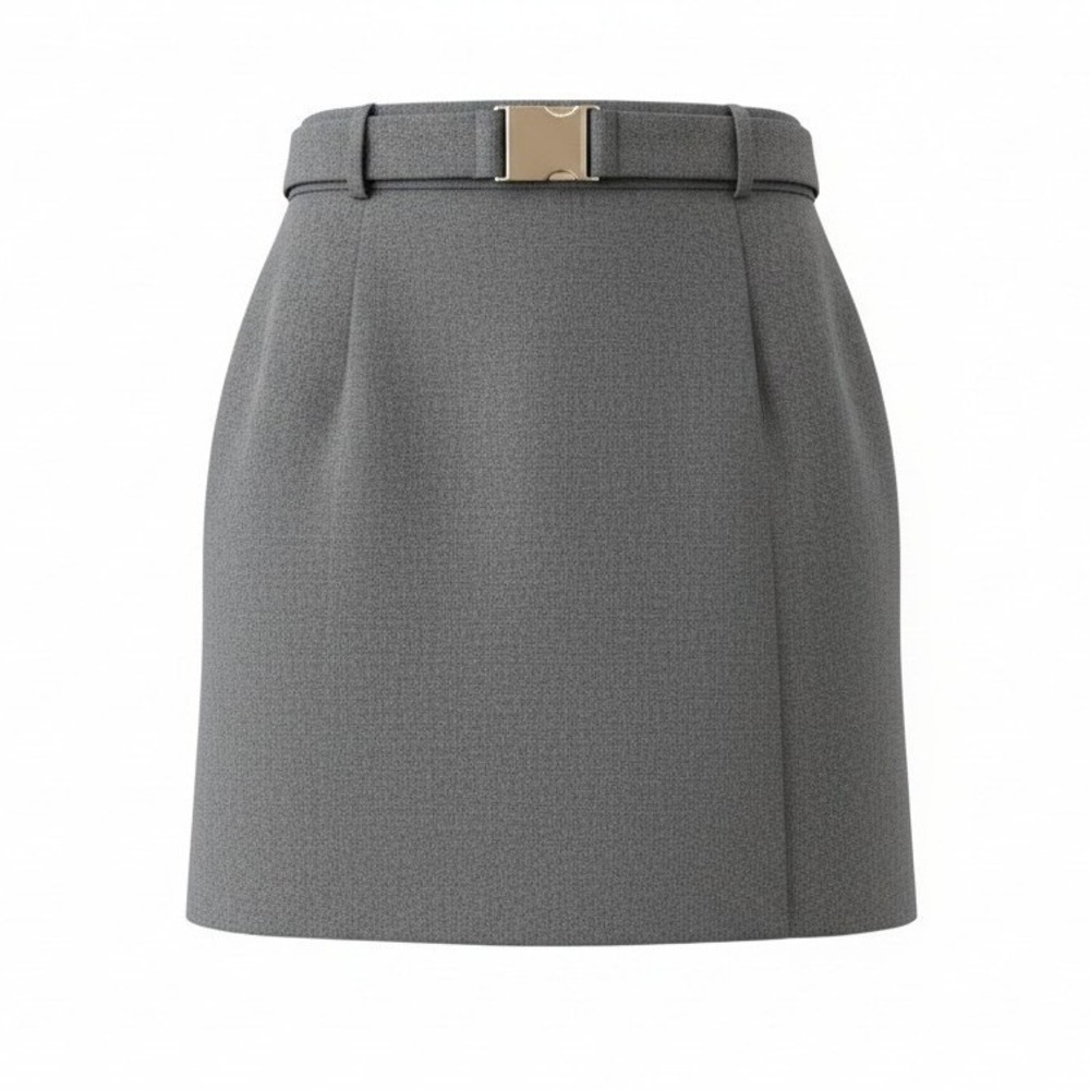 Worthington Women‎ Skirt Belted Heather Gray Poly Viscose Workwear XL NWT